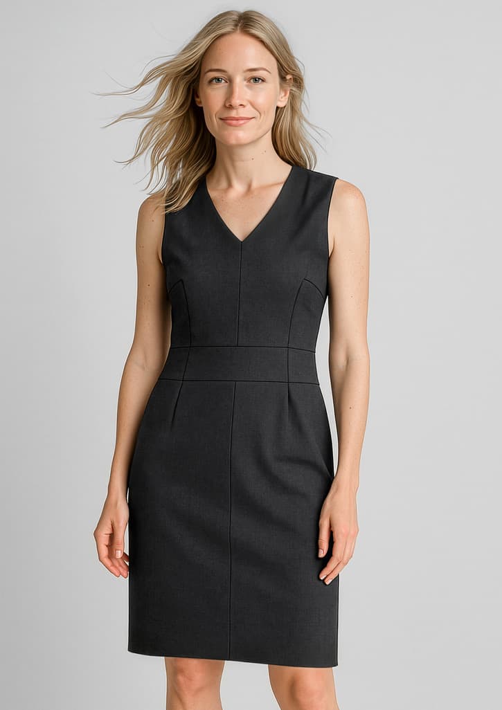 Comfort Wool Stretch Womens Sleeveless V-Neck Dress
