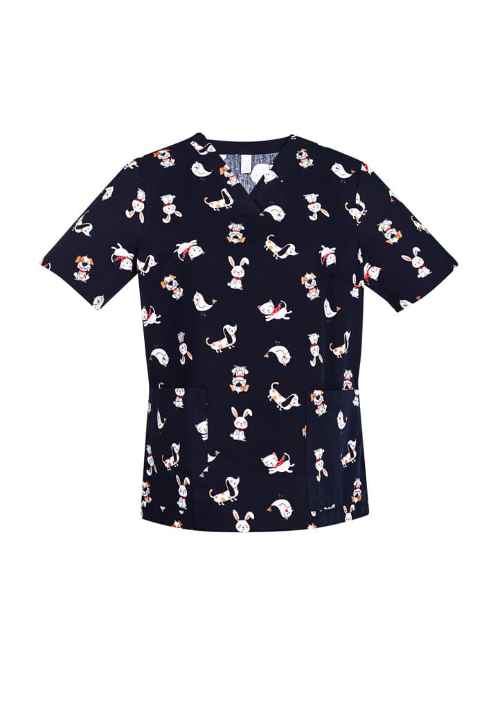Printed Womens Best Friends Scrub Top