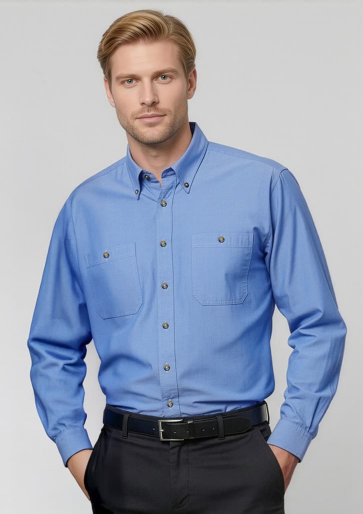 Chambray Mens Long Sleeve Shirt