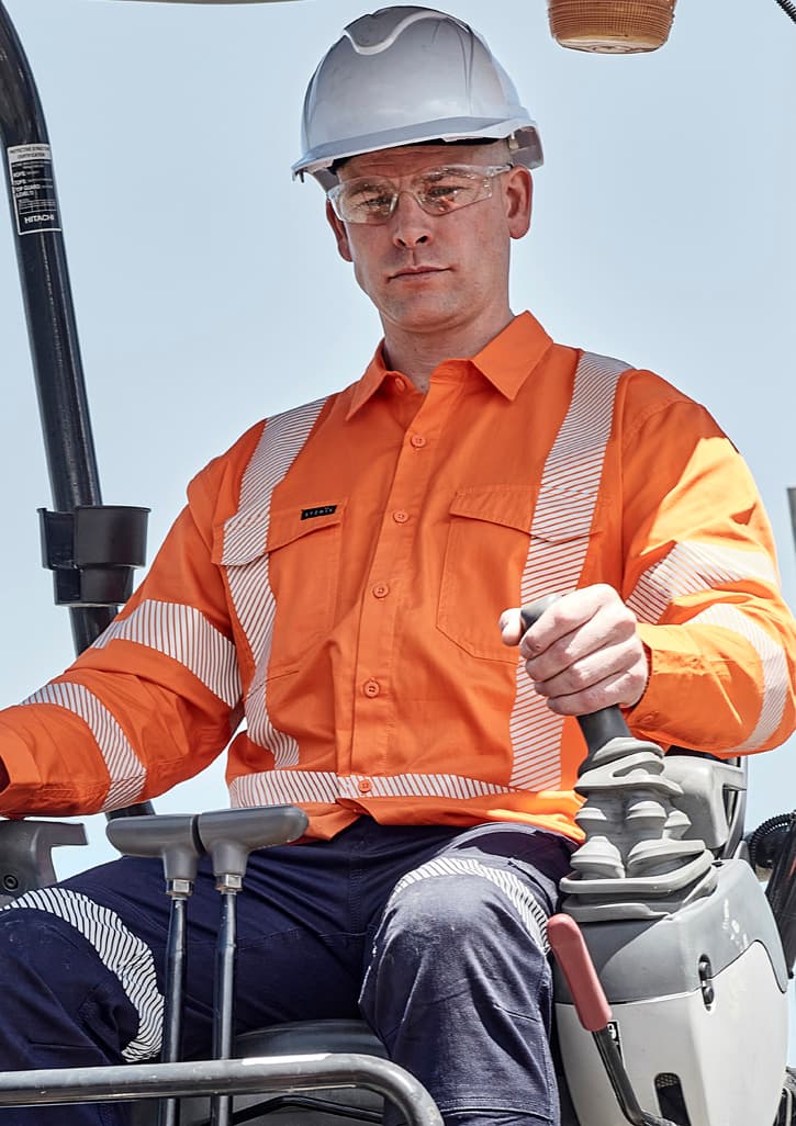 Mens Hi Vis X Back NSW Rail Shirt - Segmented Tape