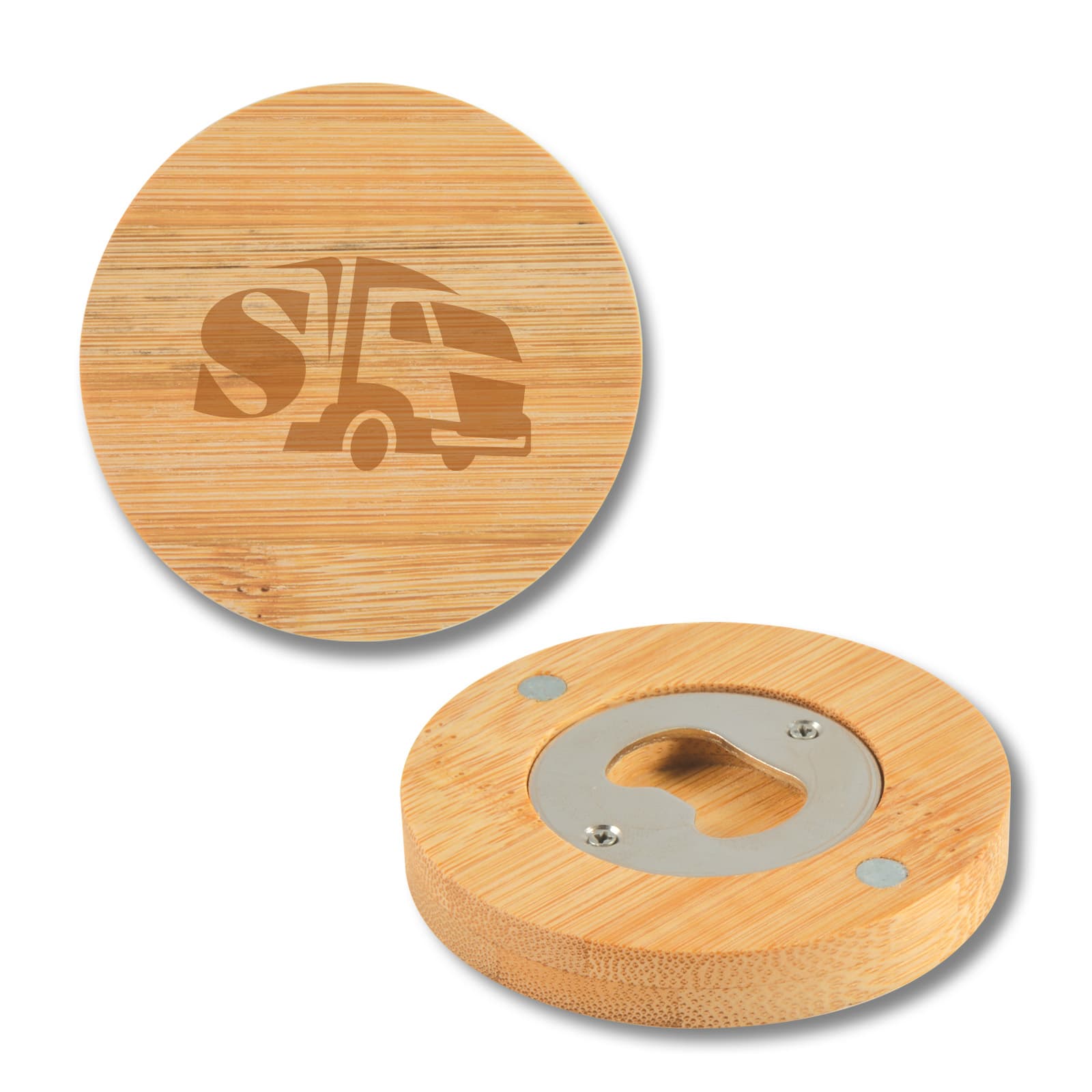 Discus Bamboo Bottle Opener Coaster