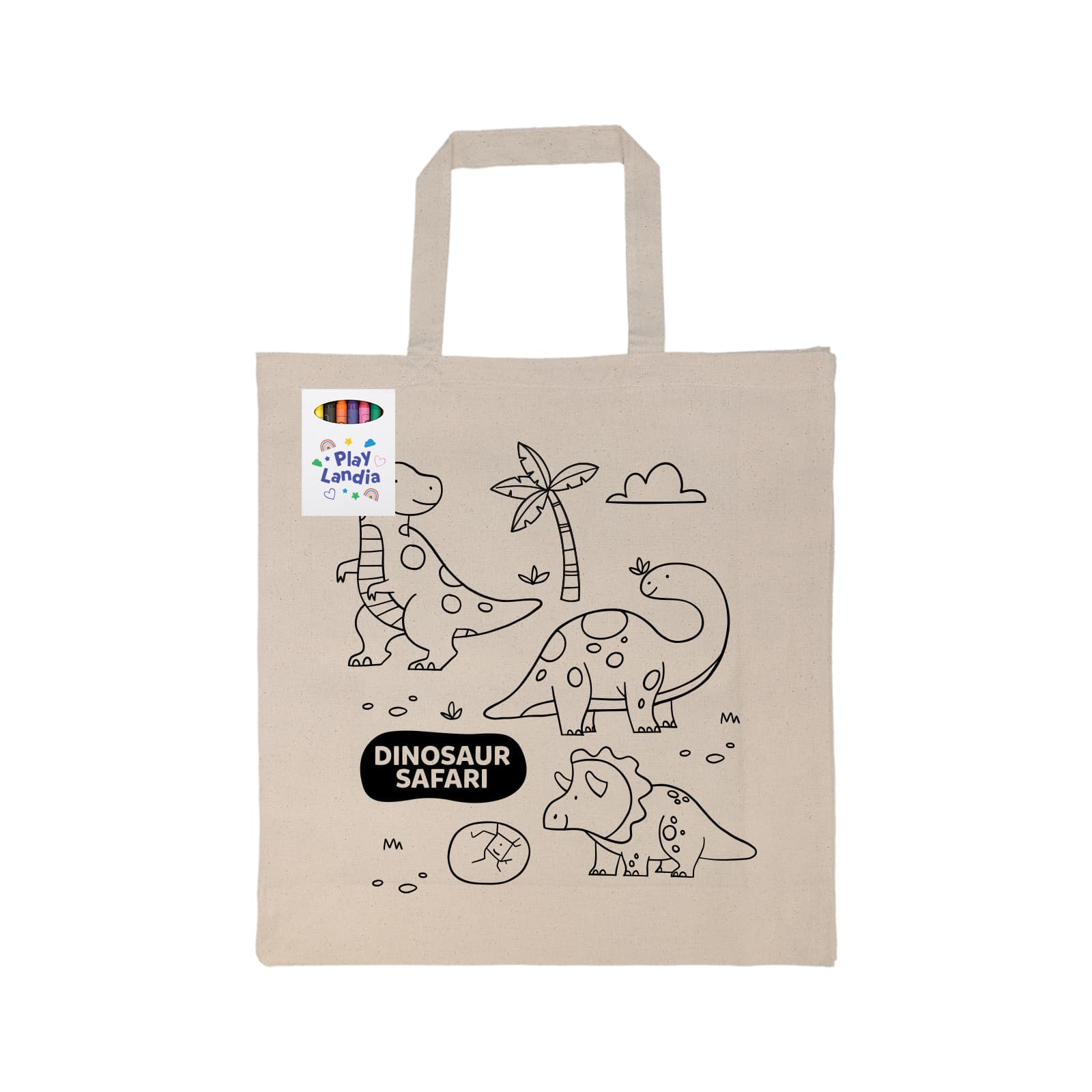 Colouring Short Handle Calico Bag & Crayons