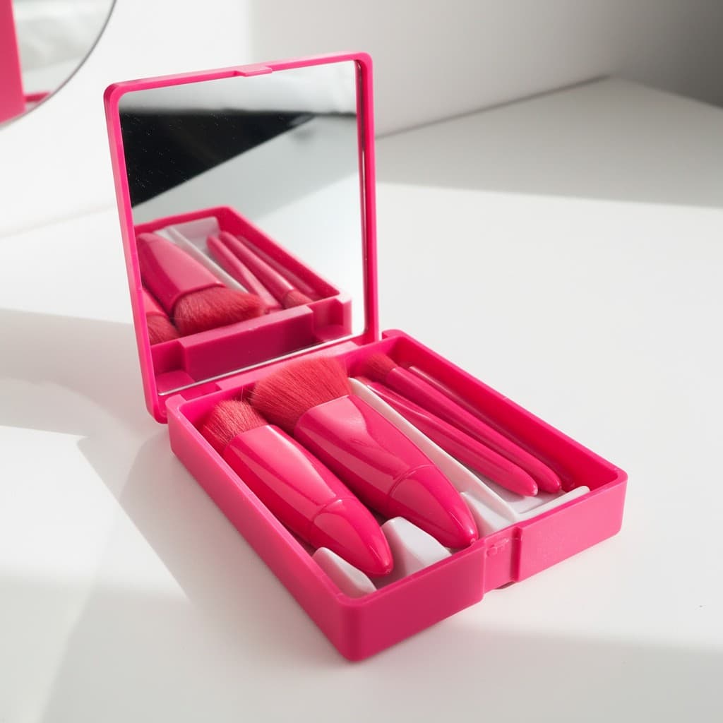 5 Brushes with a Plastic Mirror Box