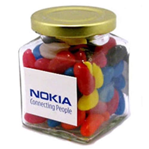 Square Glass jar with Mini Jelly Beans 170g