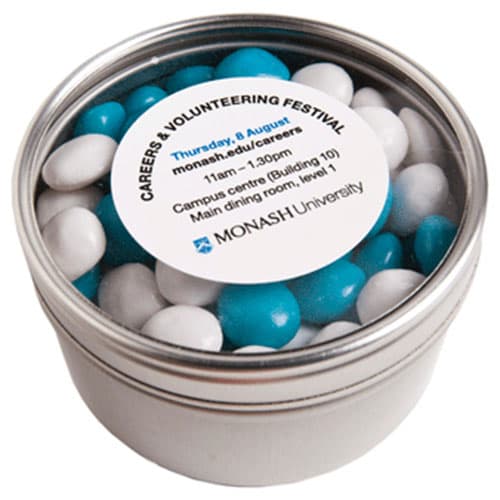 Small Round Window Tin with Chewy Fruits 150g