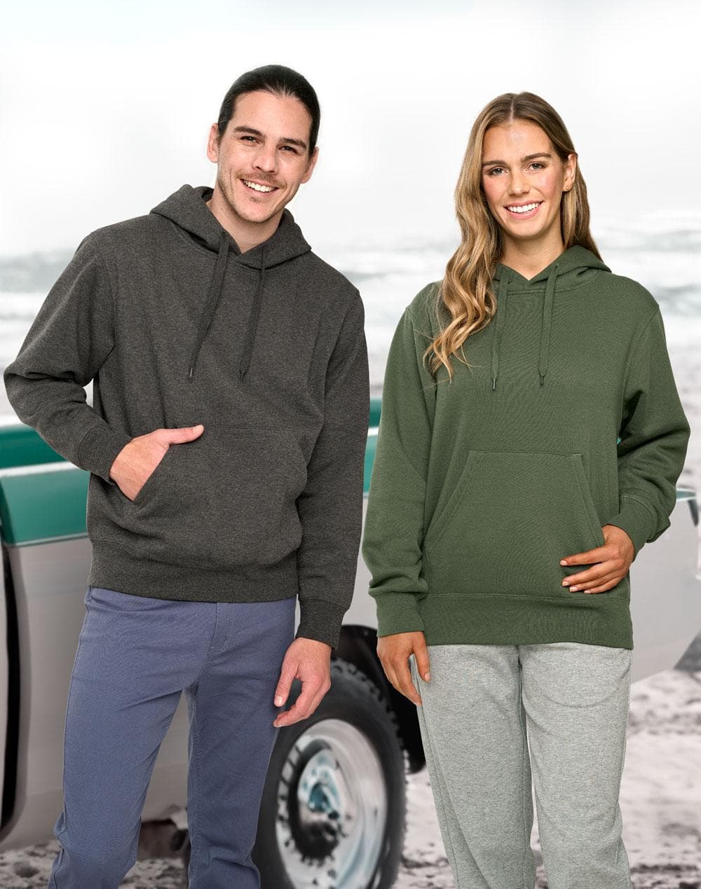 Adult's Close Front  Contrast Fleecy Hoodie