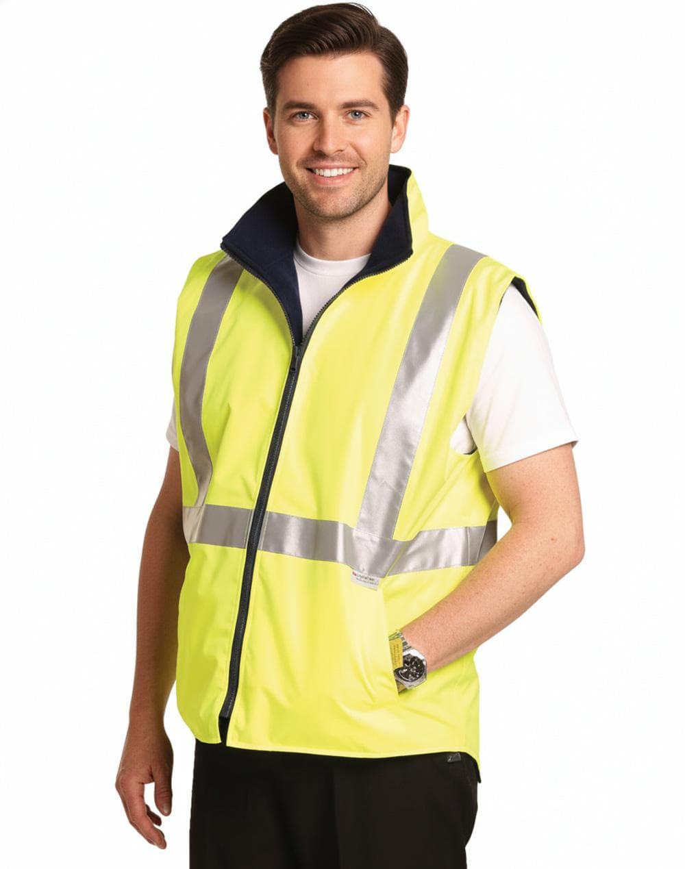 Hi-Vis Reversible Safety Vest With Hoop Pattern 3M Tapes