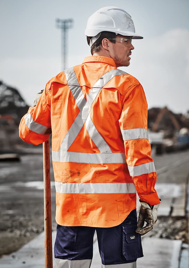 Mens Hi Vis X Back NSW Rail Taped Shirt