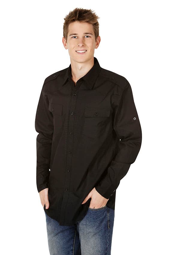 modern fit cotton military shirt