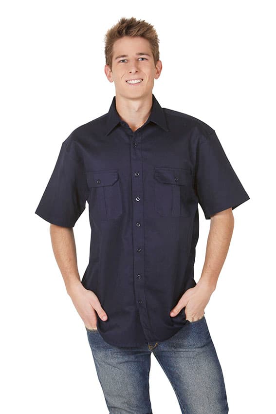 Cotton Drill Work Shirt, Short Sleeve