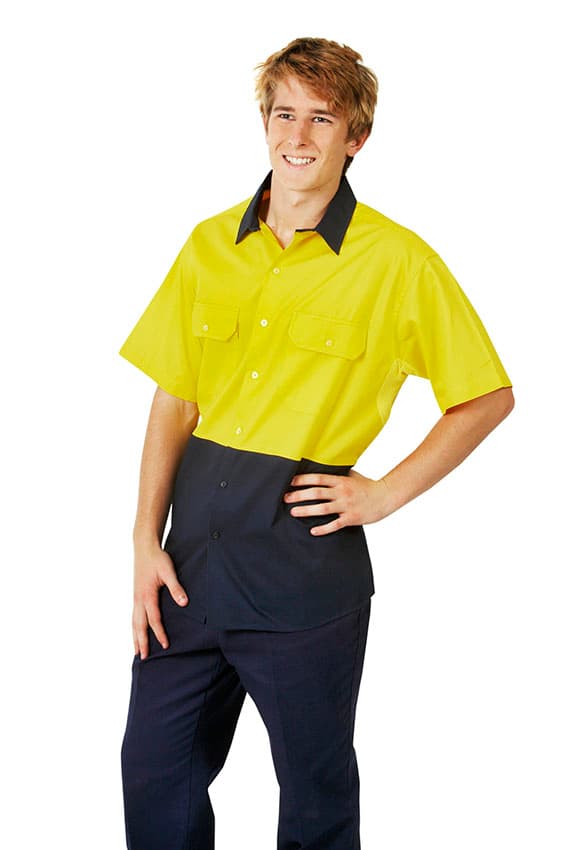 Hi Vis 155 GSM Cotton Twill Shirt, Short Sleeve