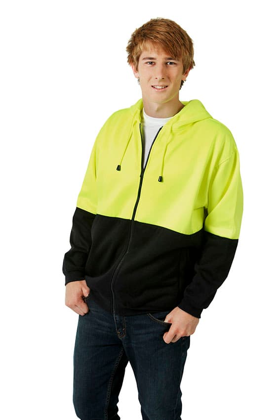 Hi Vis Fleecy Hoodie with Full Zip Front
