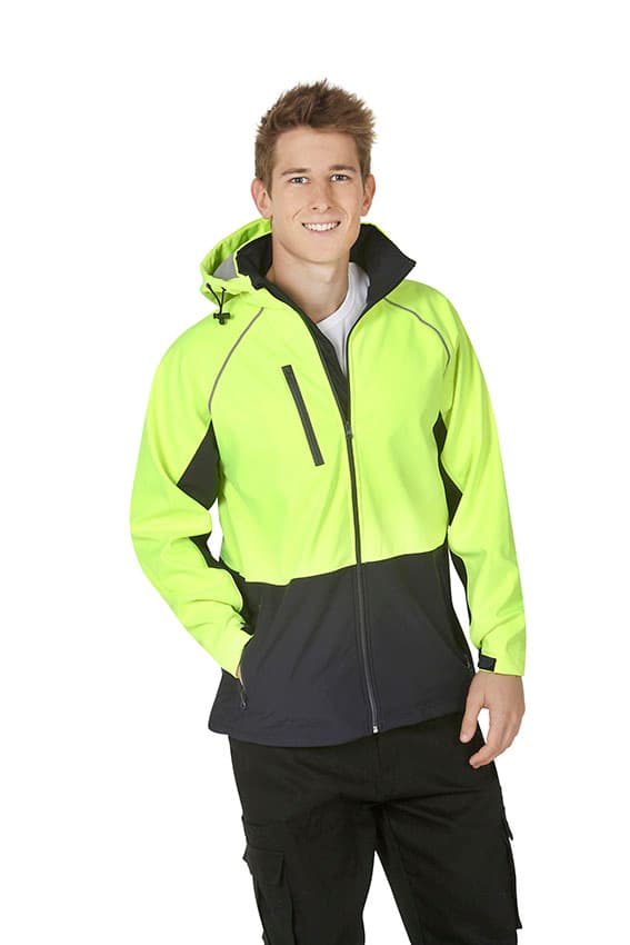 Hooded Hi Vis soft shell jackets ,day use