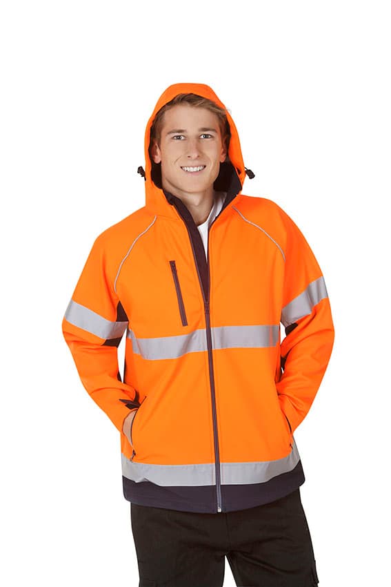 Hooded Hi Vis soft shell jackets ,day use