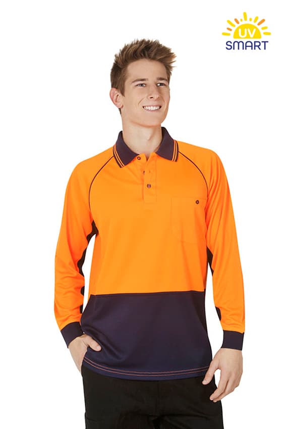 Hi Vis Cooldry raglan sleeve polo,L/S