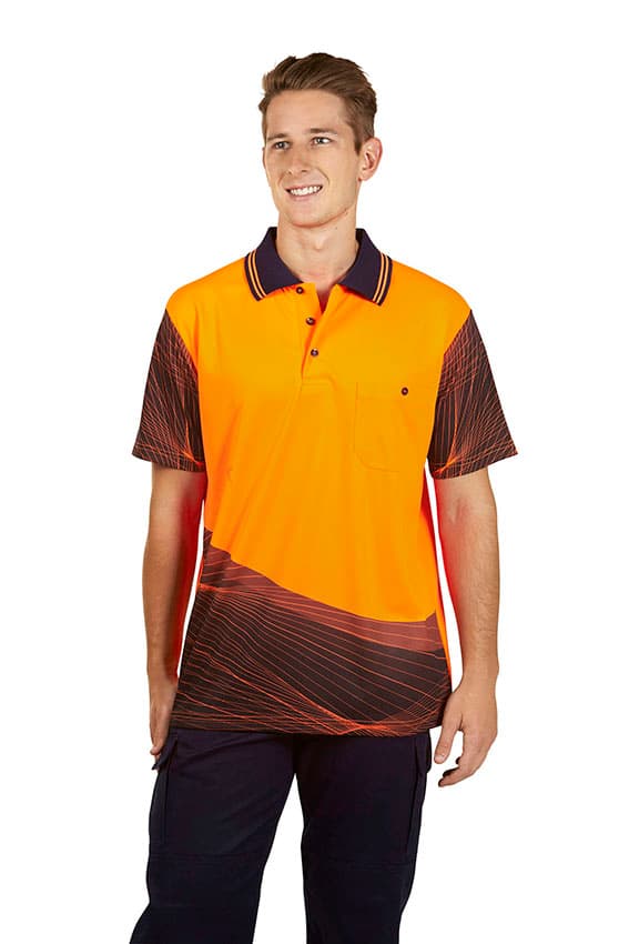 Hi Vis Sublimation Polo Wave design