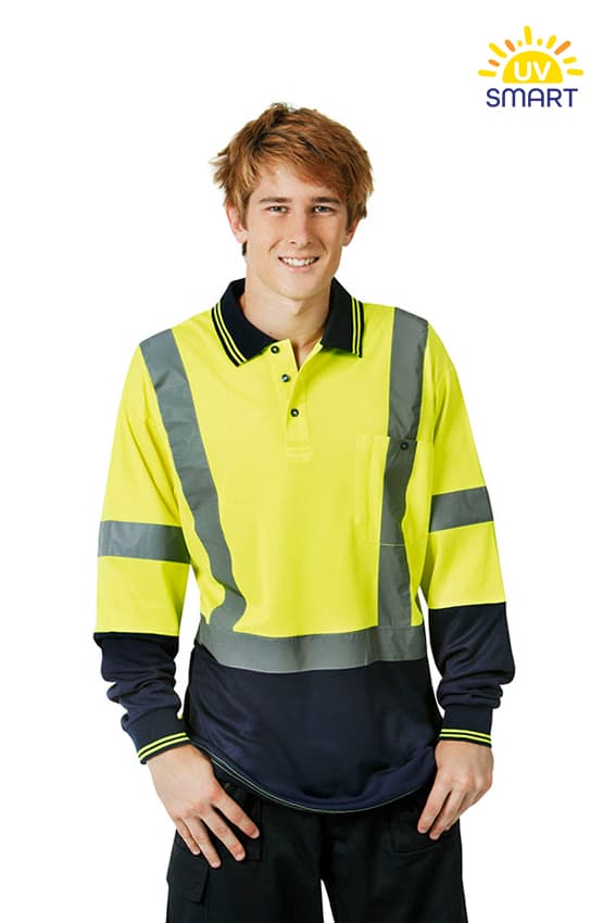 Cotton Back True Dry Hi Vis Day/Night Polo Shirt, Long Sleeve