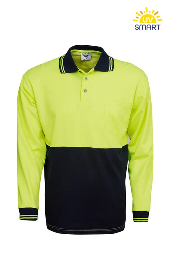 Cotton Back Coolfast Hi Vis Polo Shirt, Long Sleeve