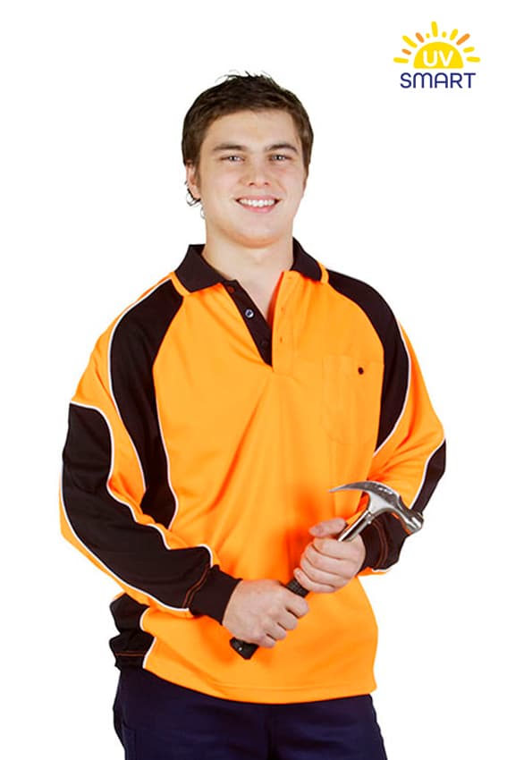 Hi Vis Cooldry Side Panel Polo, Long Sleeve