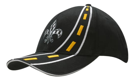 Brushed Heavy Cotton with Road Embroidery on Crown & Peak with Sandwich Trim