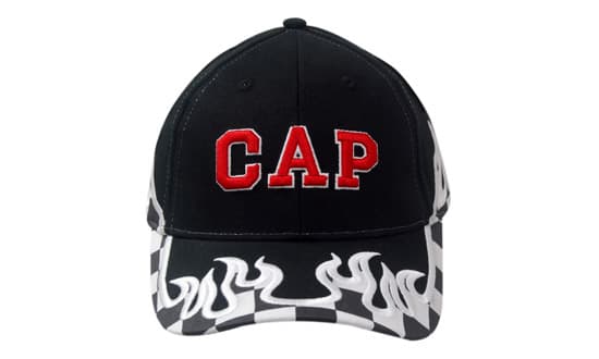 Brushed Heavy Cotton with Printed Checks/Flame Embroidery on Crown & Peak