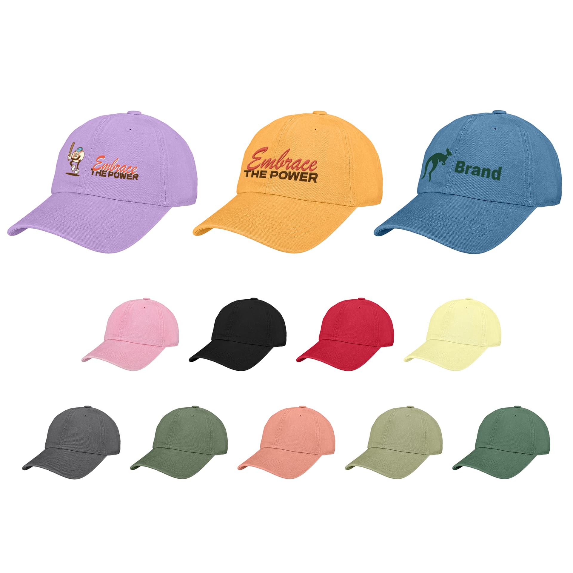 6 Panel Premium Washed Cotton Baseball Cap