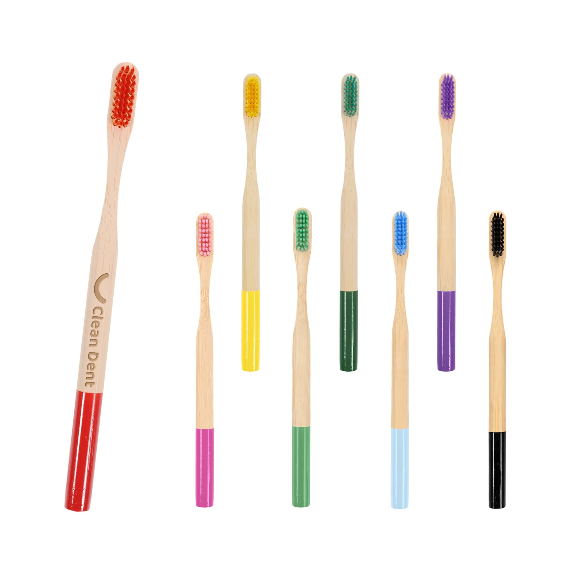 Large Round Handle Colorful Bamboo Toothbrush