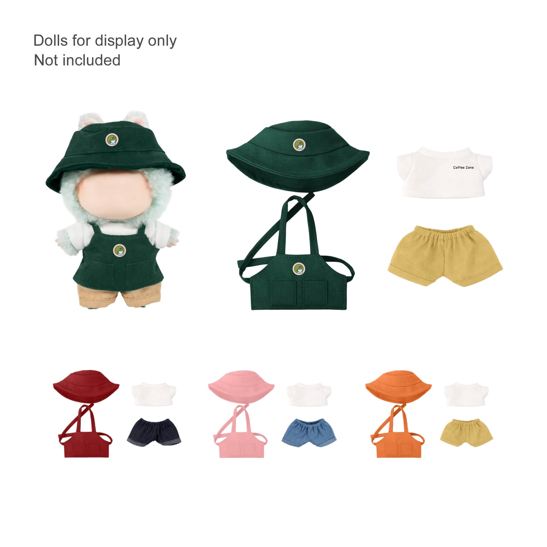 Plush Doll Cafe 4-Piece Apron Outfit (15–17cm Doll)