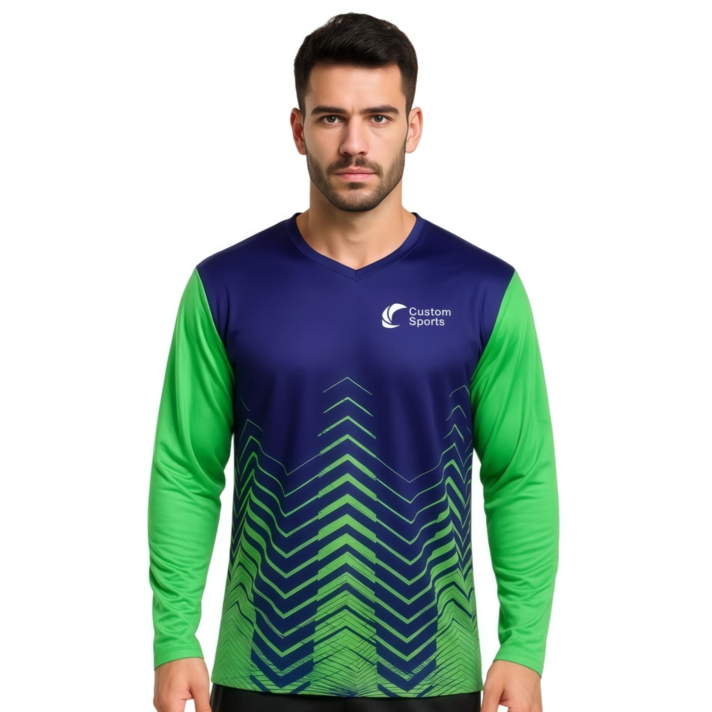 Unisex Adults 100% Poly Milk Silk Sublimated Long Sleeves V-Neck Shirt