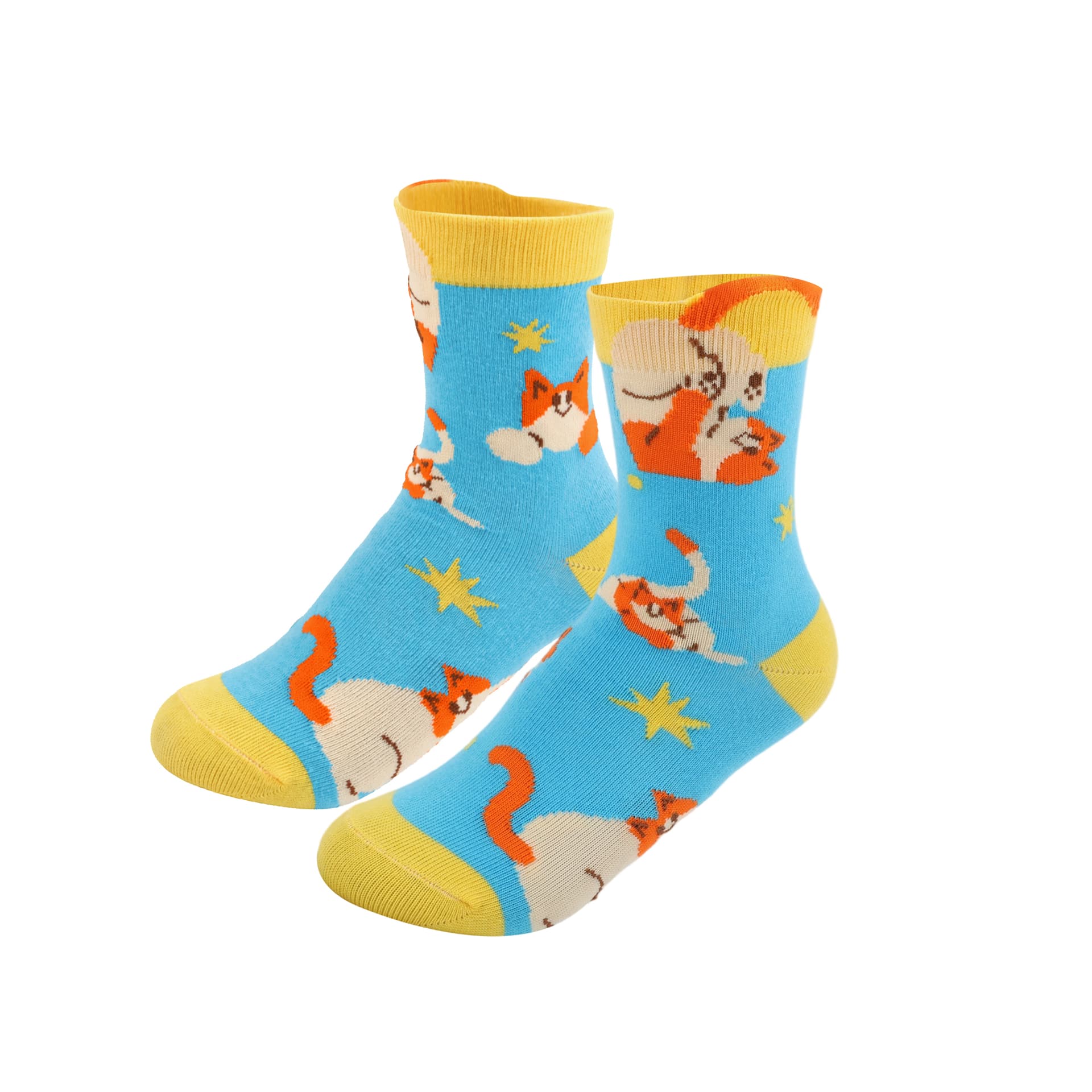 Ear Shaped Crew Kids Custom Pattern Woven Socks