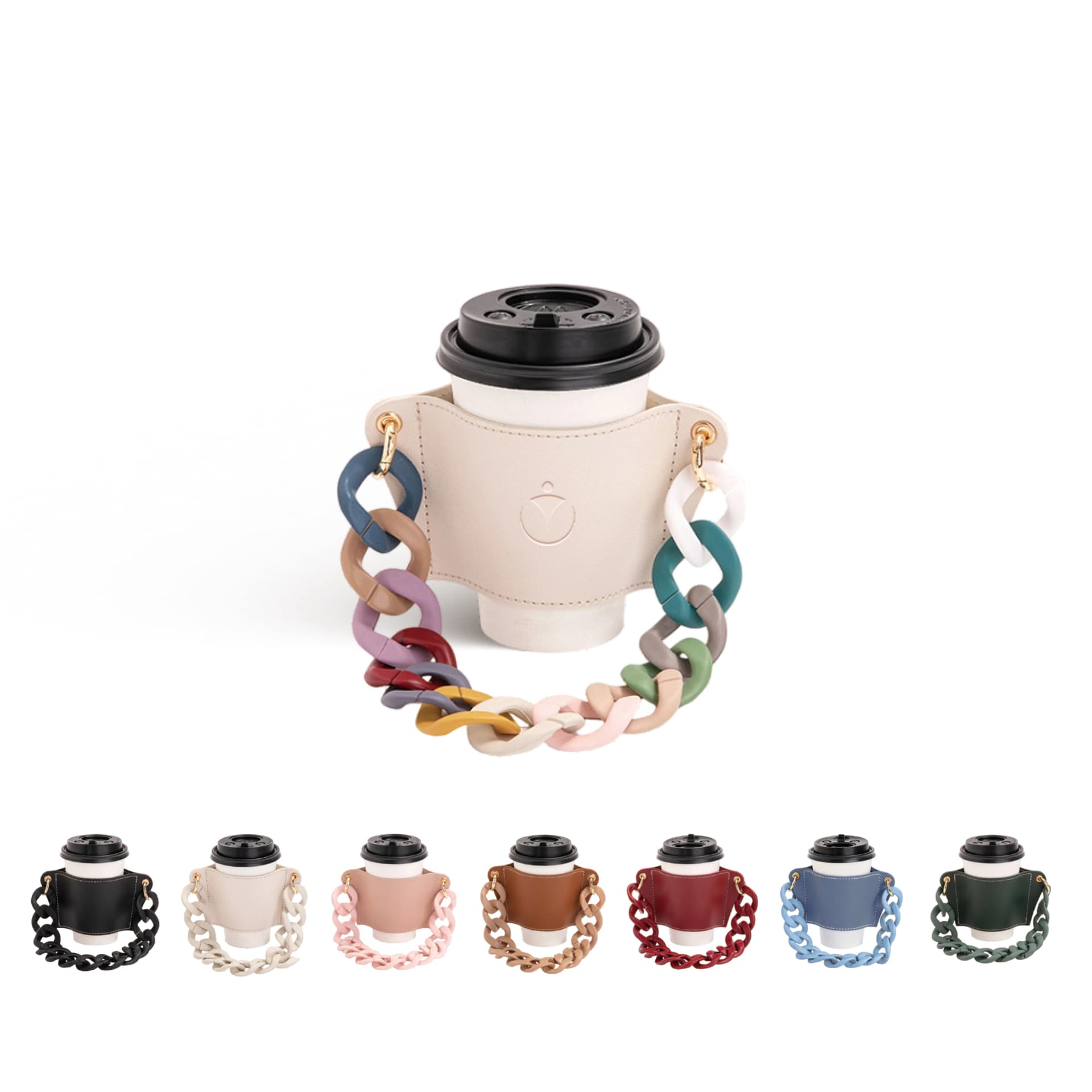 Leather Water Bottle Holder With Acrylic Strap