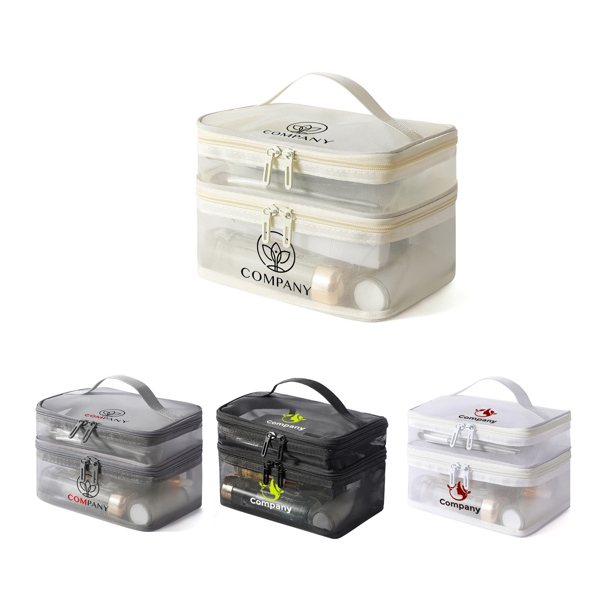 Nylon Mesh Sheer Double Layer Cosmetic Bag