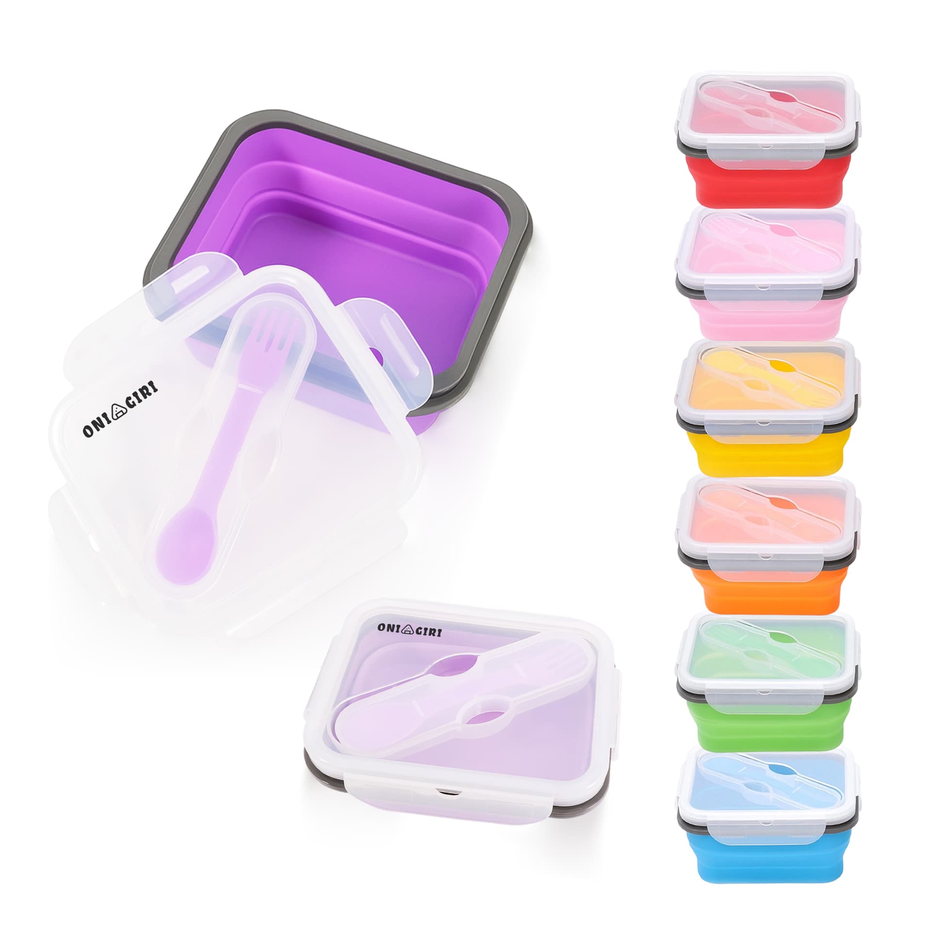 Silicone Food Storage Container with Fork Spoon