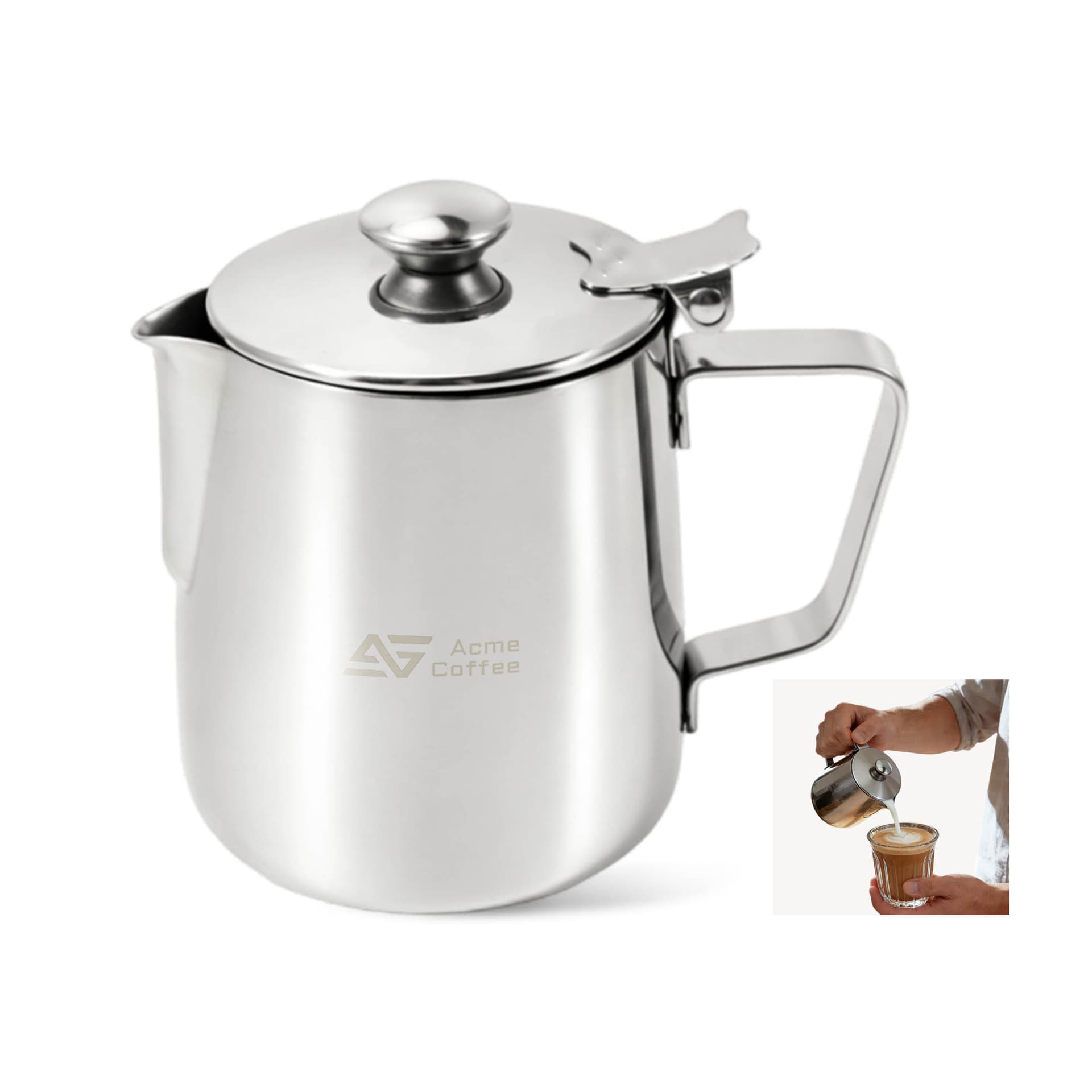 Stainless Steel Milk Frothing Pitcher with Lid