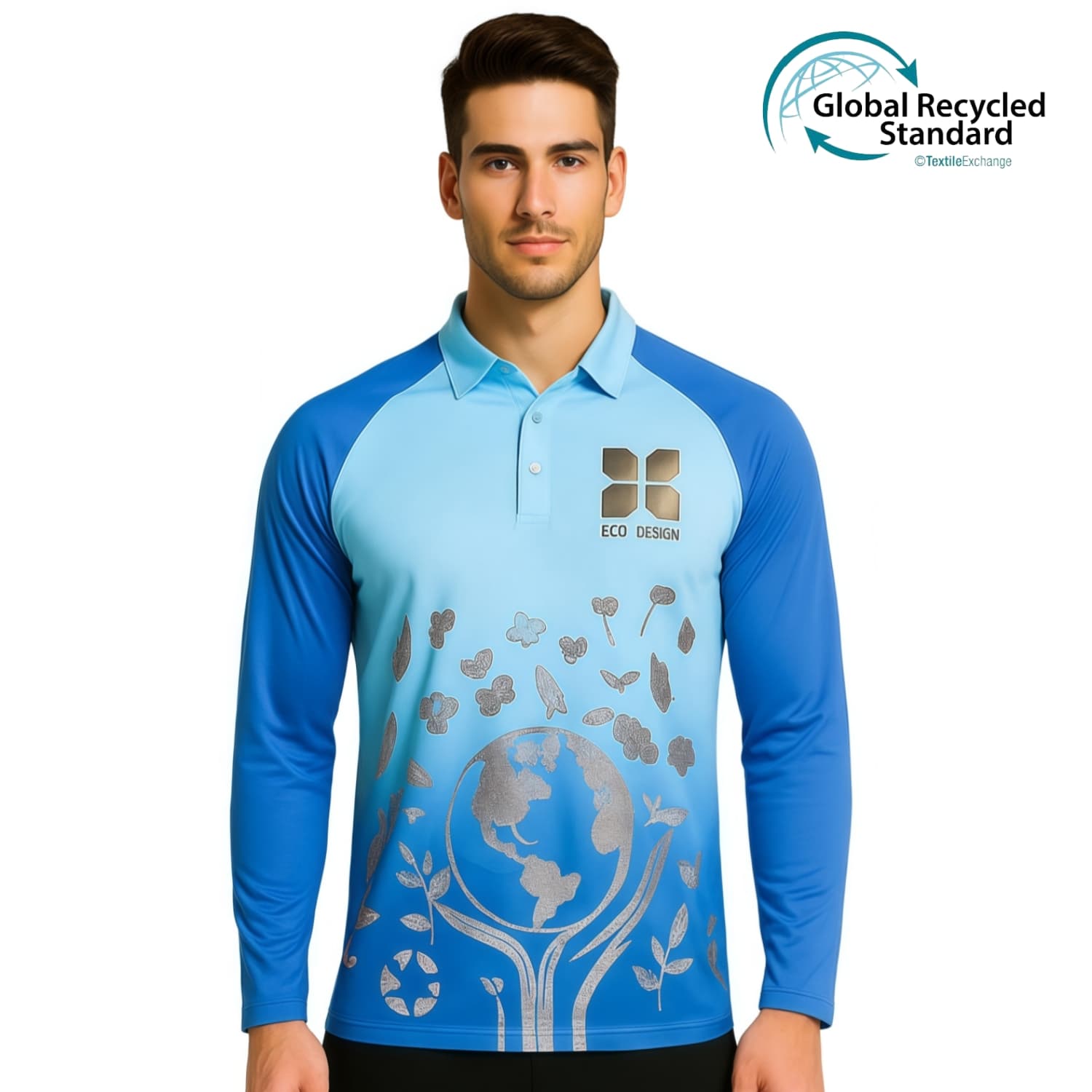 Unisex Adults RPET Milk Silk Sublimated Raglan Long Sleeves POLO