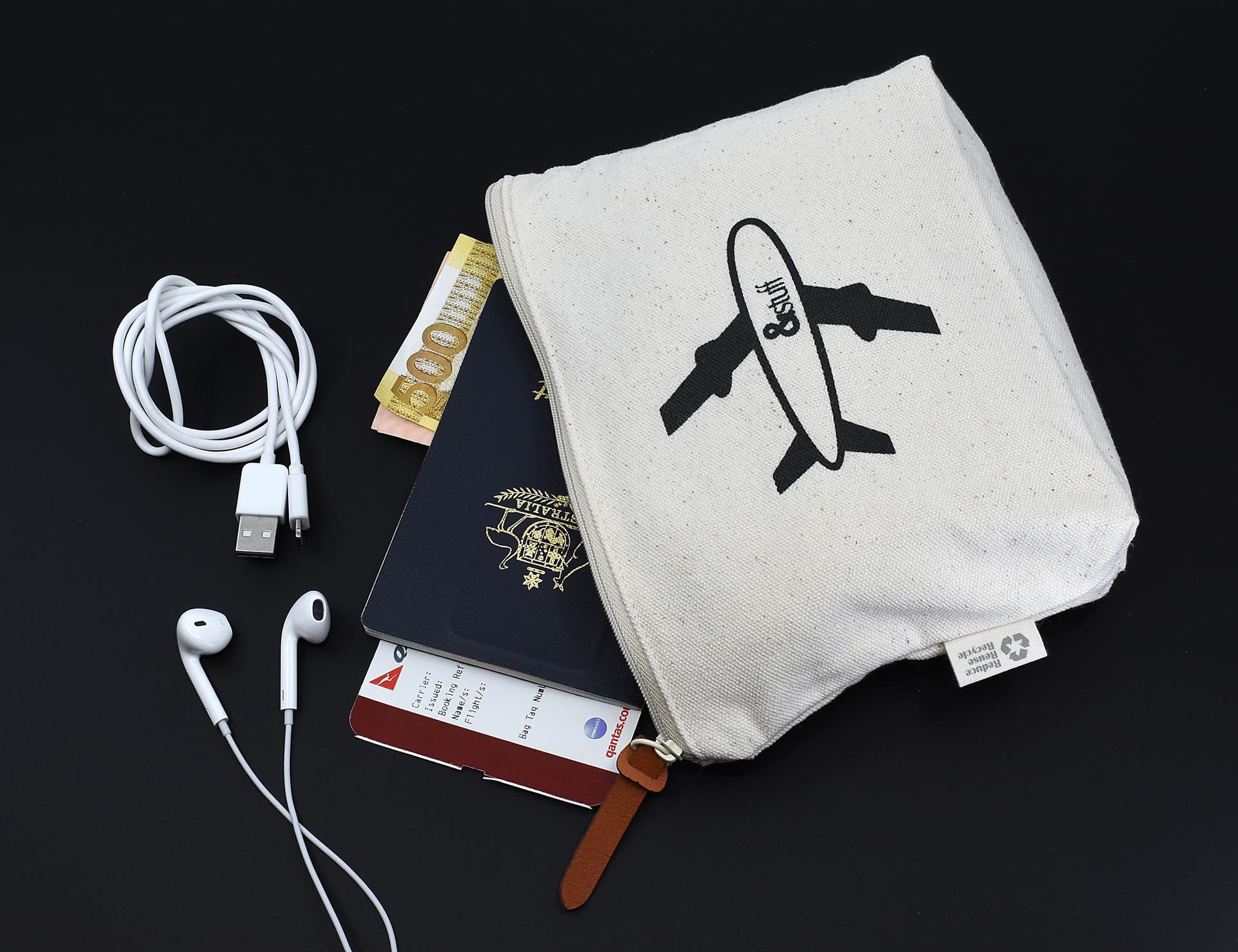 Calico Travel Pouch 14.5cm x22.5cm x5cm