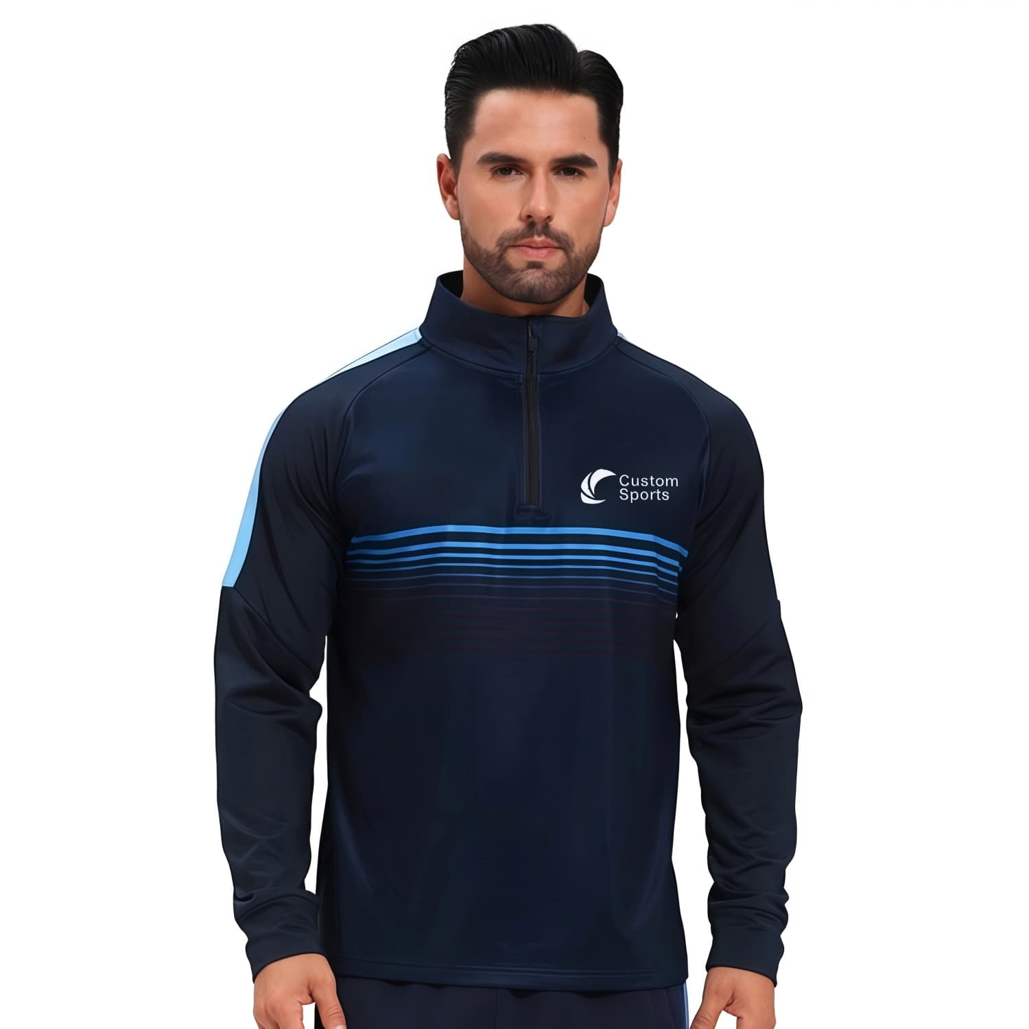Polyester Spandex Sublimated High Stand-Up Collar 1/4 Zip Raglan Jacket