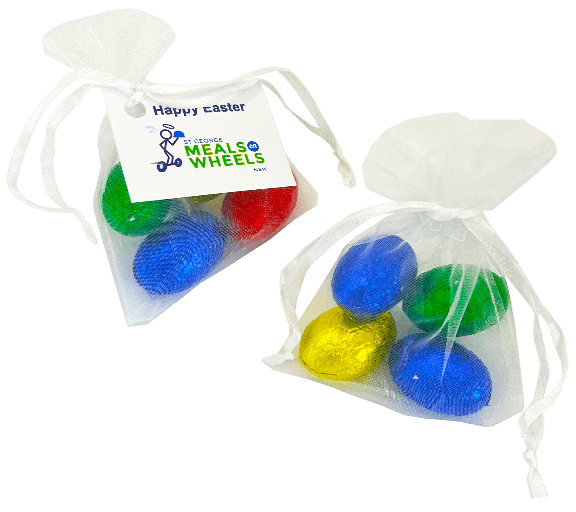Organza Bag with Mini Solid Easter Eggs x4